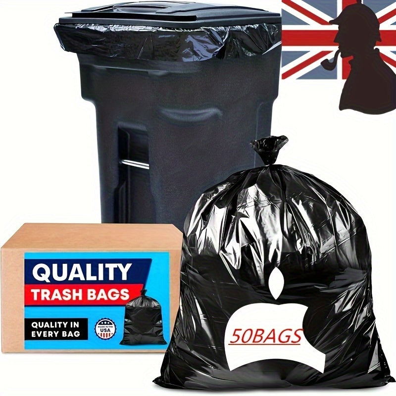63 Gallon 25/50/100Count Large Trash Bags Industrial Heavy Duty Trash Bags, Extra Large Lawn And Leaf Bags Outdoor Contractor Trash Can Liners For Construction Sites, Workshops, Black