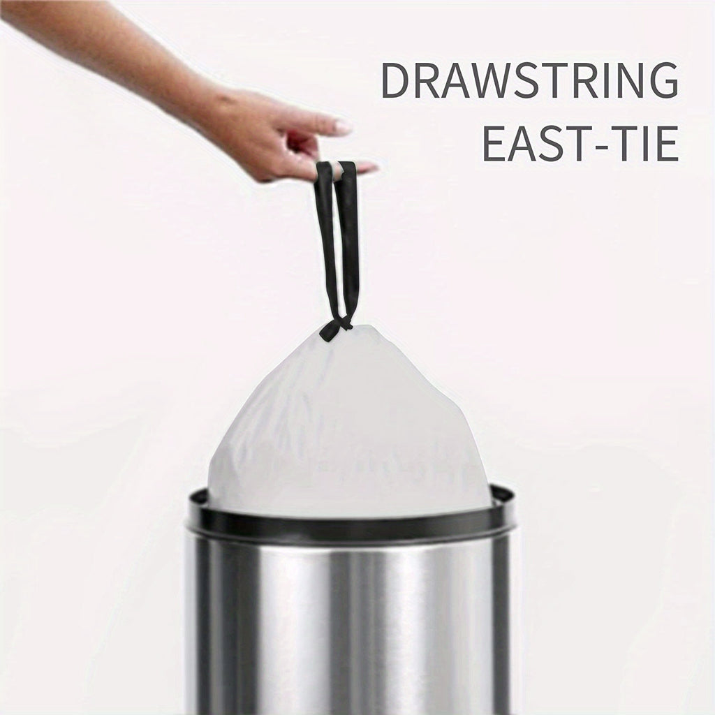 3 Rolls of 45pcs/roll, Heavy-Duty 4 Gallon Small Drawstring Plastic Trash Bags - Foldable, Leak-Resistant, and Easy-to-Tie Liners for Bathroom, Restroom, Bedroom, Office, and Toilet Garbage Cans - Space-Saving and Convenient