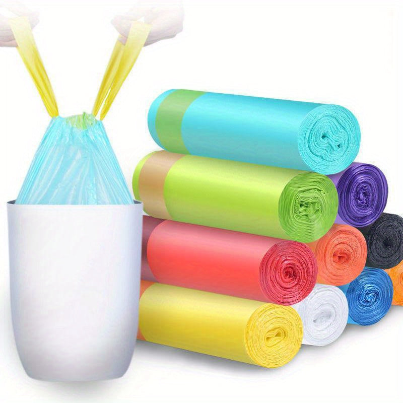 Extra Thick Drawstring Trash Bags - Colorful, Self-Sealing, Disposable Kitchen & Home Cleaning Bags, Multi-Purpose Plastic Waste Bags For Bedroom, Bathroom, Living Room, Halloween gift, Christmas gift
