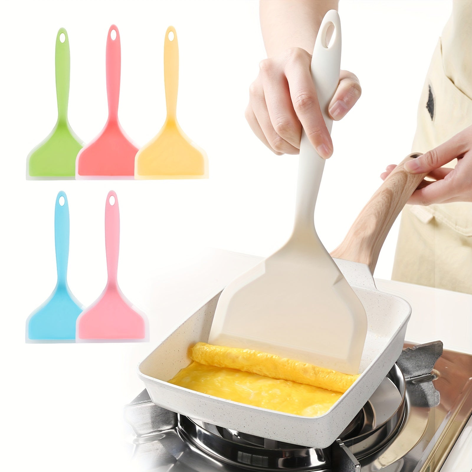 1pc, Pancakes Shovel, Turner, Nonstick Fried Shovel, Translucent Silicone Shovel, Omelette Spatula Turner For Eggs Fish Pancake Pizza And Steak, Wide Soft Non-Stick Heat-Resistant Kitchen Fried Shovel, Kitchen Utensils