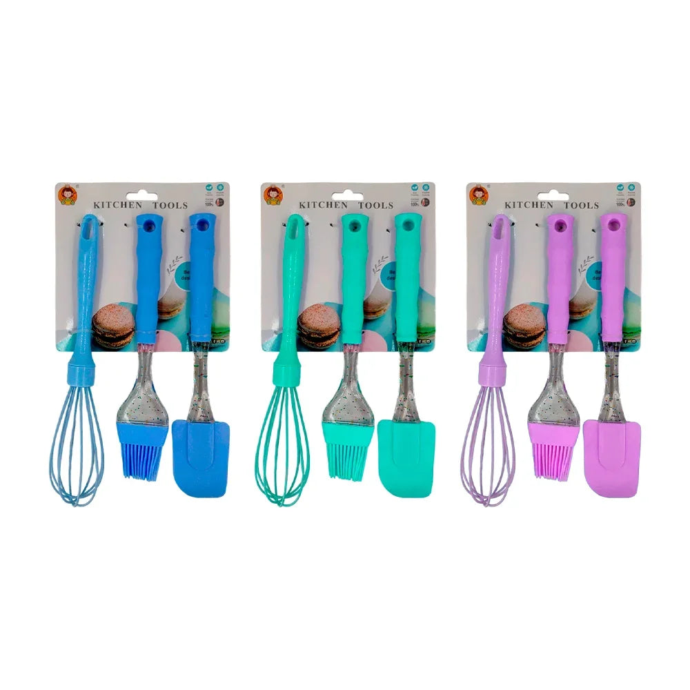 [GDL] Set of 3 silicone kitchen utensils, brush, whisk and miserable shovel / kitchen tools