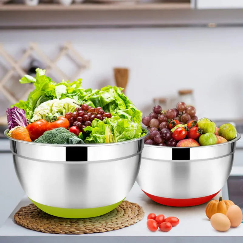 20-30cm 6 Pack Multifunctional Stackable Colour Baking Cooking Food Serving Stainless Steel Salad Mixing Bowl Set