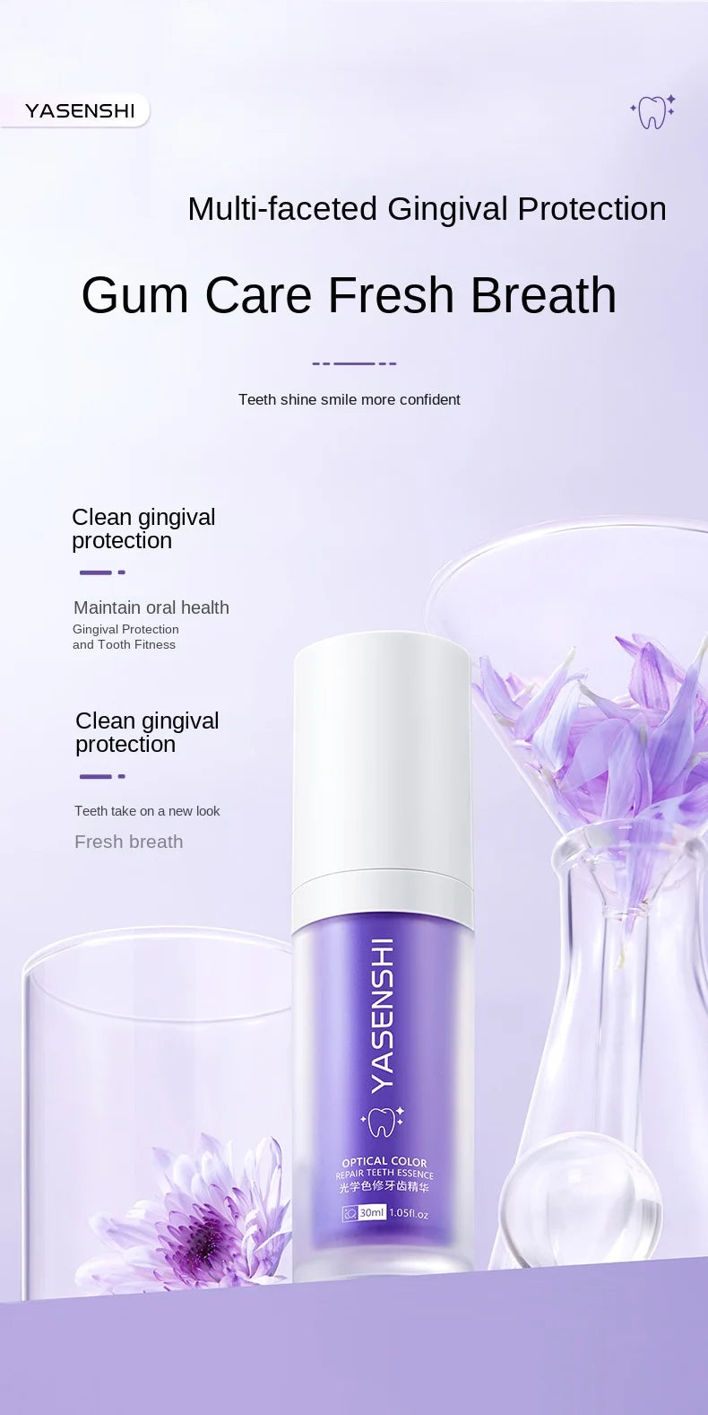 V34 Toothpaste Herbal Whitening Essence Clean Teeth Fresh Breath Remove Stains Teeth Dirt Mint Flavor Home Use 40ml