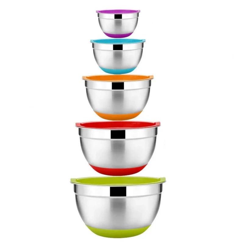 20-30cm 6 Pack Multifunctional Stackable Colour Baking Cooking Food Serving Stainless Steel Salad Mixing Bowl Set