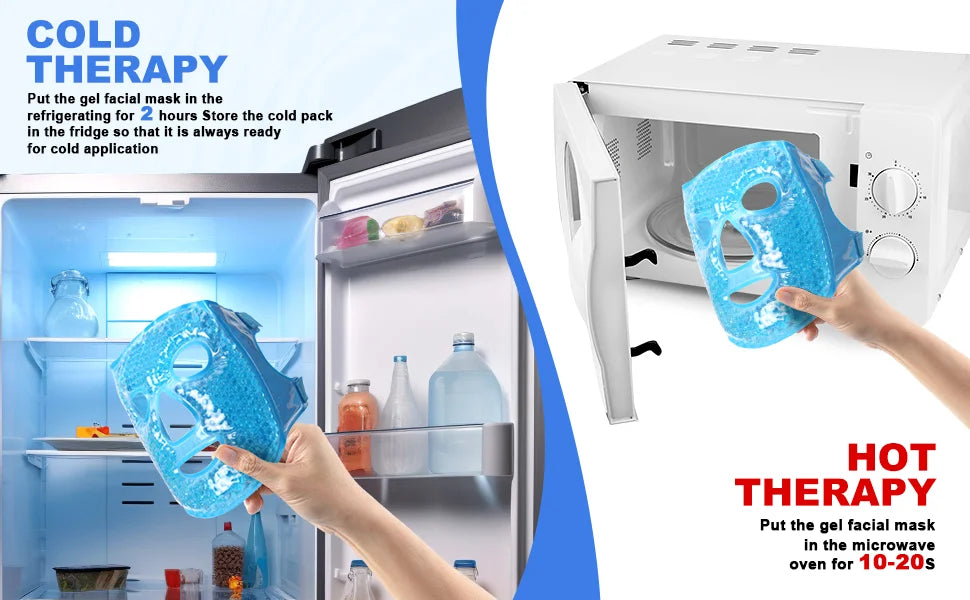 Reusable Cold Compress Facial Ice Pack for After Eyelid Surgery Puffiness Puffy Eyes Headache Migraine Relief Face Mask with Gel