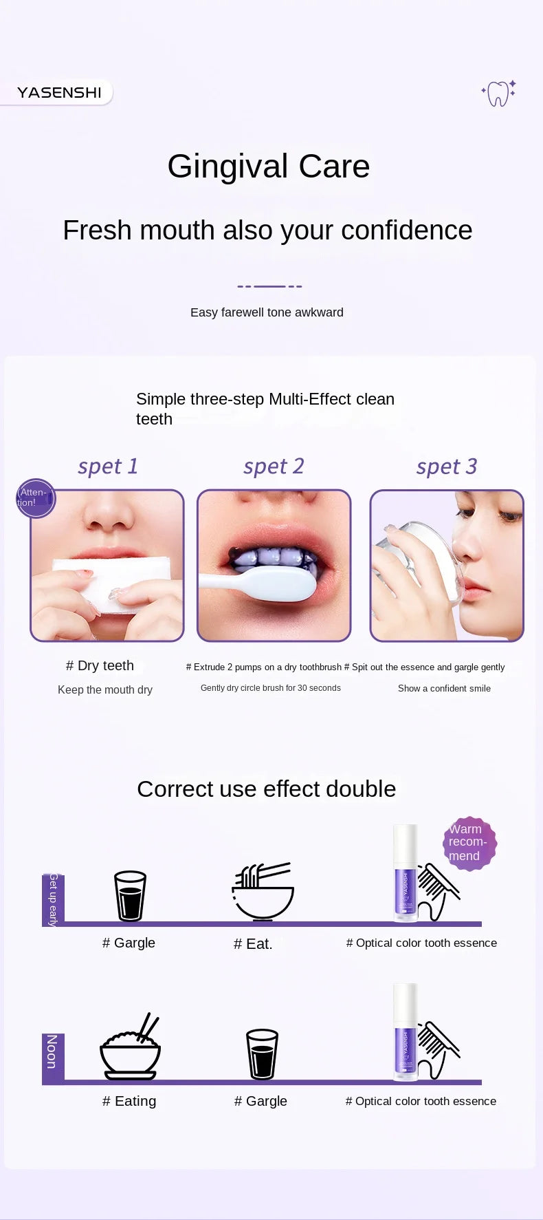 V34 Toothpaste Herbal Whitening Essence Clean Teeth Fresh Breath Remove Stains Teeth Dirt Mint Flavor Home Use 40ml