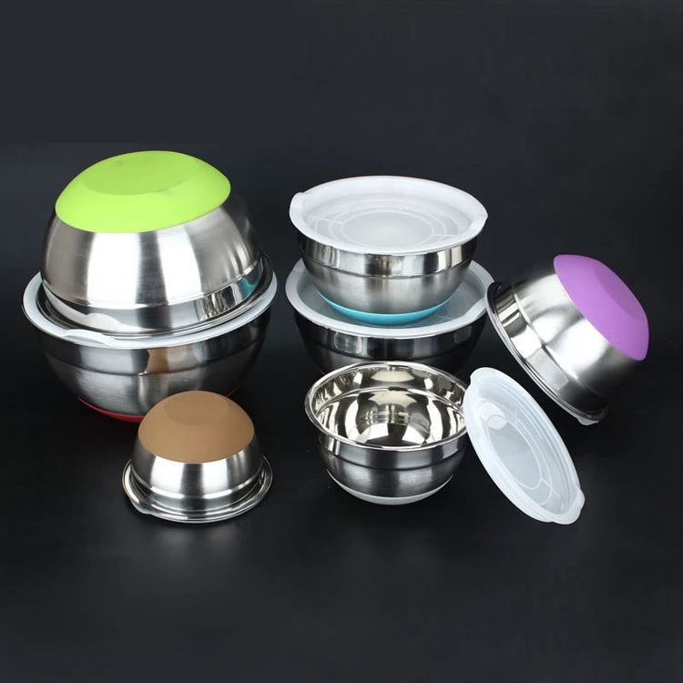 20-30cm 6 Pack Multifunctional Stackable Colour Baking Cooking Food Serving Stainless Steel Salad Mixing Bowl Set
