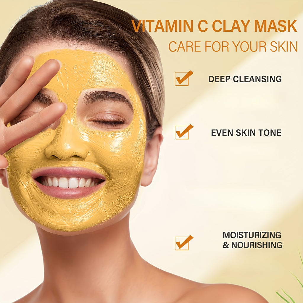 1pc, Turmeric Vitamin C Clay Mask, Deep Cleansing Face Mask, Skin Care Improve Blackheads Acne Dark Spots And Even Out Skin Tone Facial Mask, Control Oil And Refining Pores